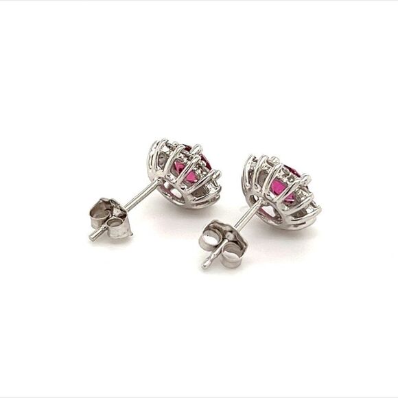 Diamond Rubellite Tourmaline Earrings 14k Gold 1.36 TCW Certified $3,950 211348 - Picture 11 of 14